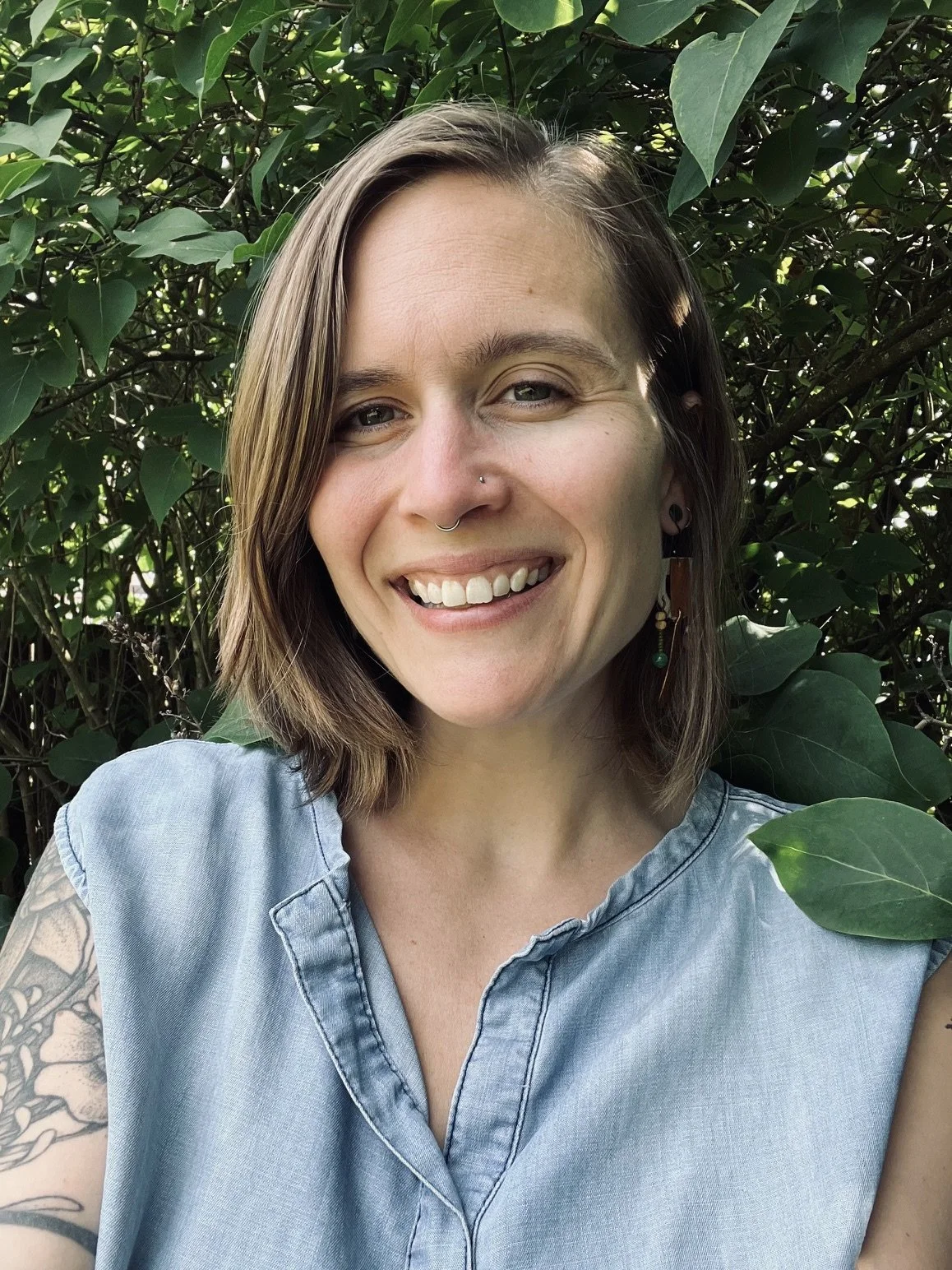 Portrait of Clare Wheeler, therapist and art therapist, outdoors
